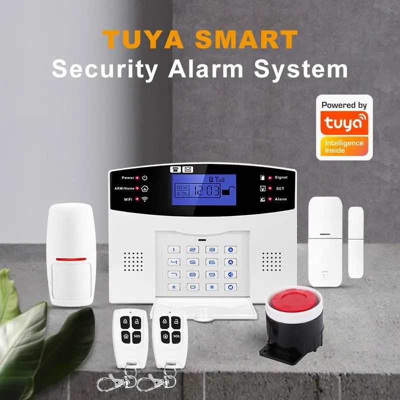 TUYA WIFI GSM /SMS Hệ thống báo động an ninh gia đình với cảm biến cửa/Dò PIR/Srien và bộ điều khiển